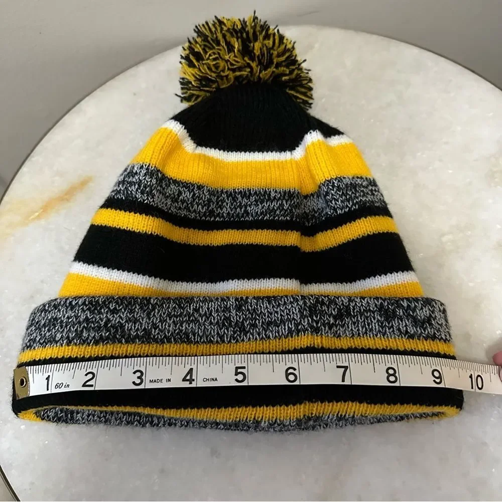 New Era Pittsburgh Steelers Beanie Striped Pom Pom Football Sports Cozy Fleece